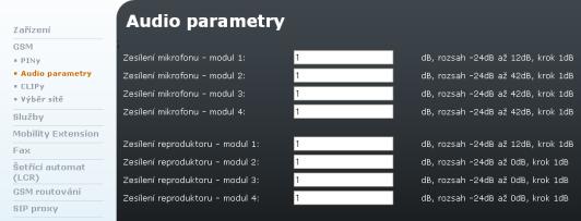 Obrázek 3.44: GSM - Audio parametry CLIPy V této části lze nastavit takzvanou funkci CLI (Calling Line Identification).