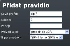 Každý řádek reprezentuje jedno pravidlo. Po obdržení požadavku na sestavení hovoru SIP proxy prochází tuto tabulku shora dolů a hledá pravidlo, podle kterého provede další směrování.