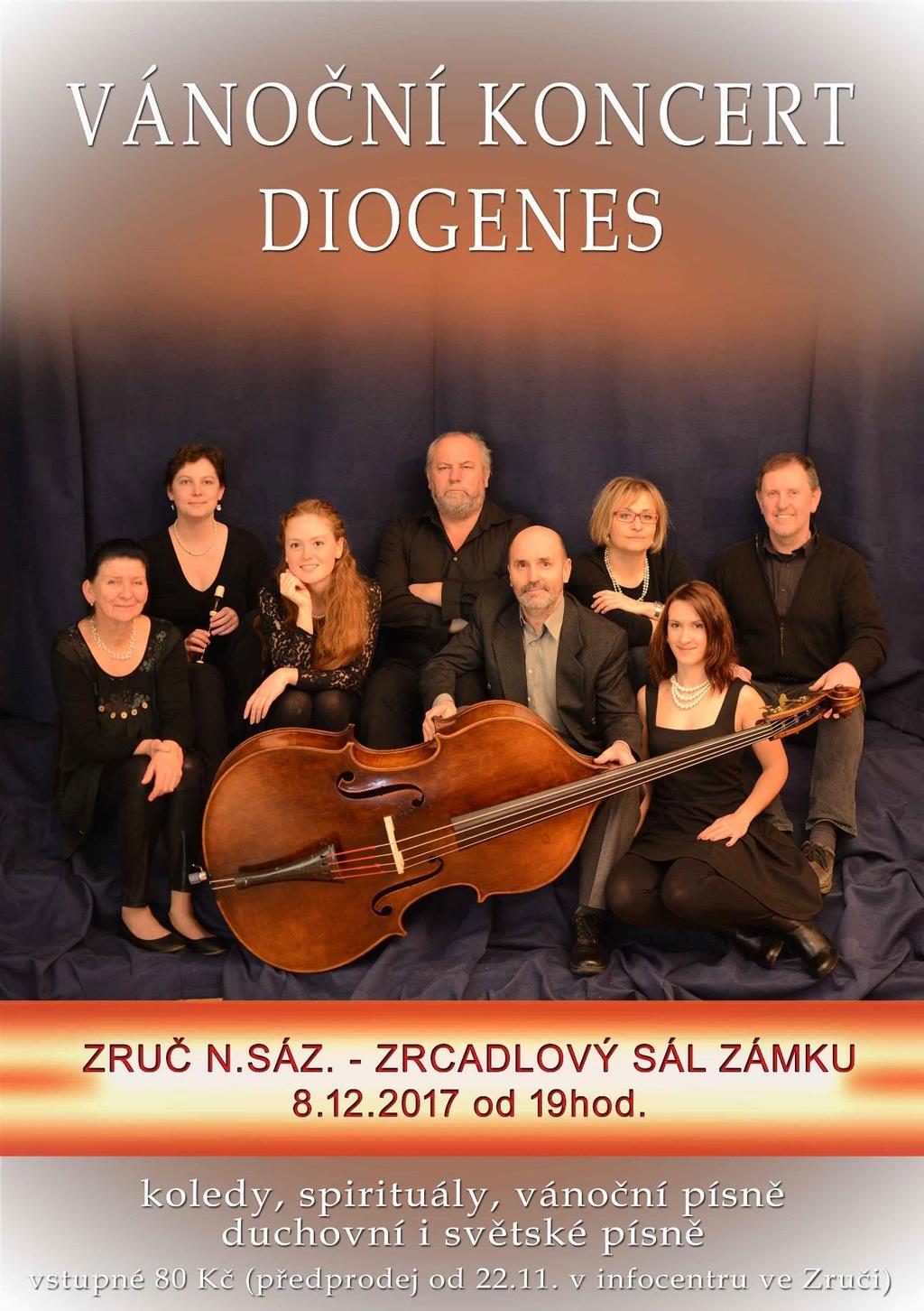 8. 12. 2017 Vánoční koncert DIOGENES pořádá OKŠS - koledy, spirituály, vánoční písně, duchovní i světské písně, od 19 hod.