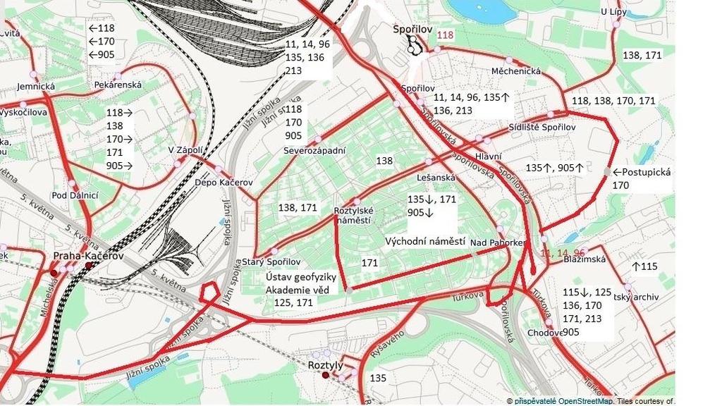 říloha H: ávrhová varianta II arianta II změny linkového vedení MHD v lokalitě Spořilov Tato varianta zahrnuje změny jak vedení autobusových, tak i tramvajových linek v rozsahu, který bude popsán v