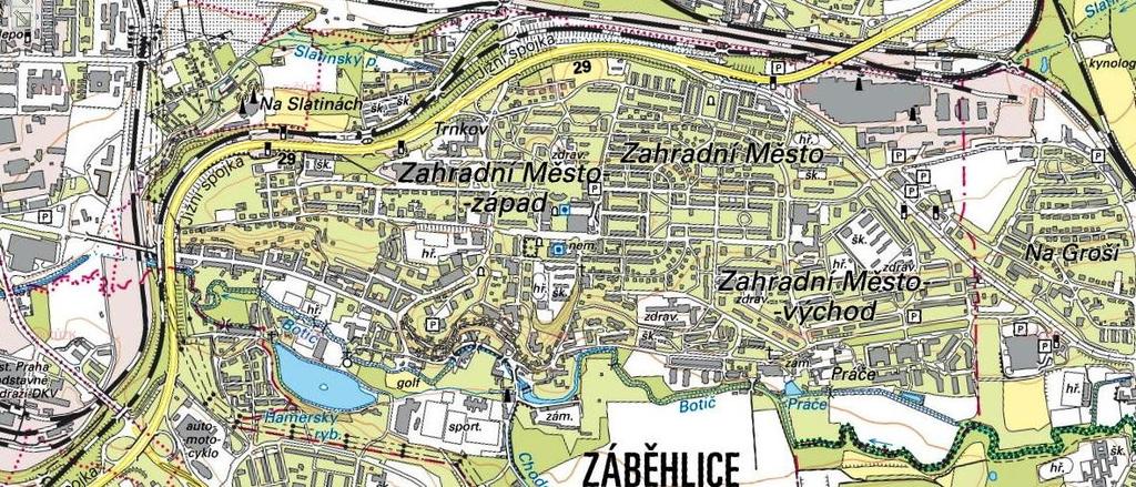 Sídliště Zahradní Město Východ patří k části Zahradní Město a je ohraničené ulicemi Topolová, Jahodová, Švehlova a Práčská.