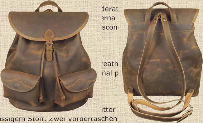 Kožený batoh s vodeodolnou úpravou, ručne dokončený, do detailov vypracovaný, pevne ušitý, s efektom teľaciny. Je podšitý prateľným priedušným materiálom.