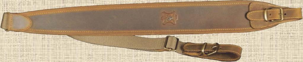 It is fully lined in suede leather anti-slip. Stitched straps have handmade finishing and buckles. Length: cm 93. BR 12 Ekonomický řemen na zbraň s vodovzdornou úpravou, s efektem teletiny.