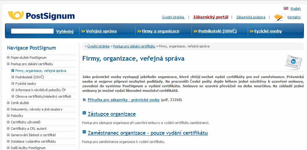 1 POSTUP PRO ZALOŽENÍ ELEKTRONICKÉHO PODPISU Výběr druhu elektronického podpisu Do internetového prohlížeče Internet Explorer zadejte adresu http://www.postsignum.cz/kvalifikovane_certifikaty.