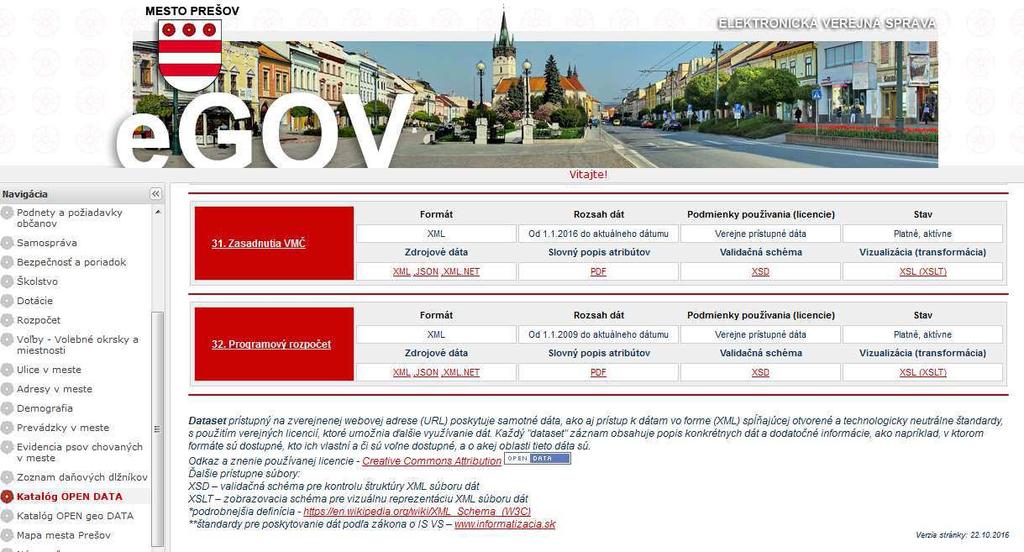 Katalóg OPEN DATA mesta Prešov 32