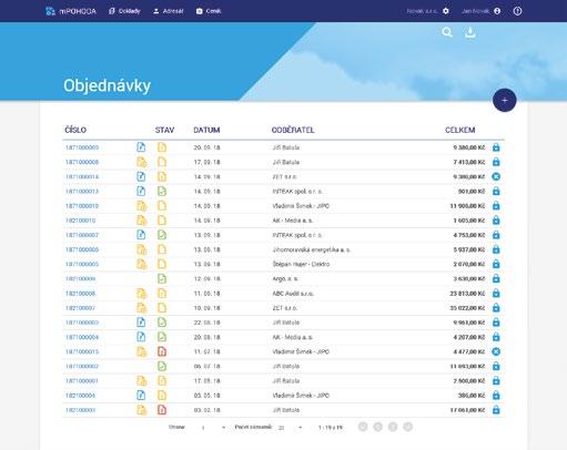 Určitě oceníte, že přijaté objednávky jde vytvořit přímo v aplikaci mpohoda nebo si je přenést z programu POHODA V aplikaci mpohoda přibyla nová agenda Objednávky určená k evidenci přijatých