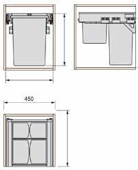 ODPADKOVÝ 2-KOŠ VANTAGE, 2 29 L, ŠEDÝ PLAST NOVINKA 390 450 390 450 463 298 500 500 vnější šířka skříňky (mm) 1007104602 390 450 463 450 Objem: 2 29 l Složení kompletu: 2 plastová nádoba, plastový