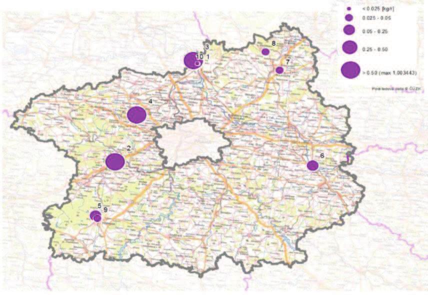 4 Mobilní zdroje (doprava) Nejvýznamnější stavby dopravní infrastruktury s nejvyšším podílem na emisích tuhých znečišťujících látek, oxidů