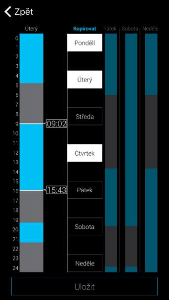 potvrdíte nastavení. Zobrazí se Plán. Pokud chcete upravit vytvořené nastavení, dlouze stiskněte požadovaný úsek sloupce, který chcete změnit.