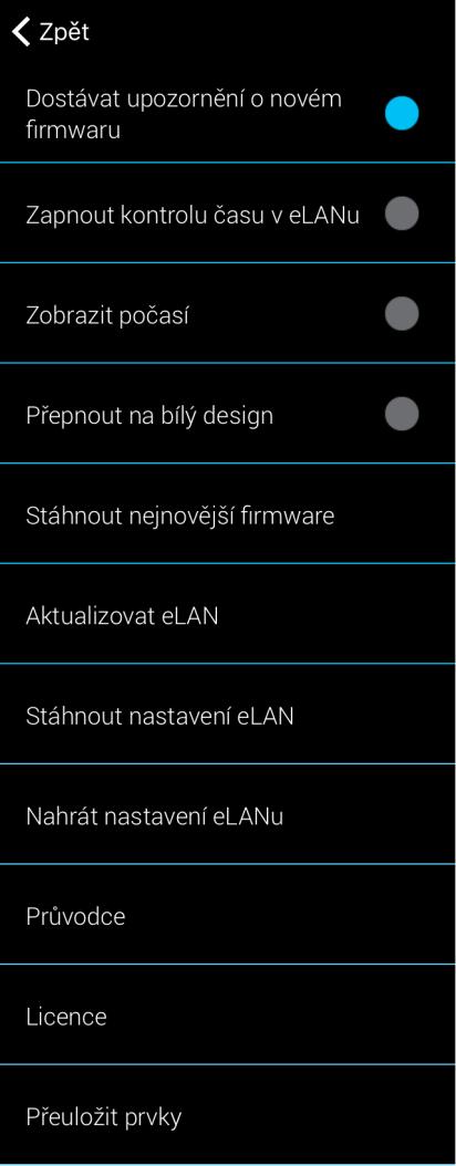 Dostávat upozornění o novém firmwaru nastavíte automatickou kontrolu dostupnosti nejnovější verze firmwaru Vašeho elan-rf a budete dostávat upozornění do mobilního telefonu.