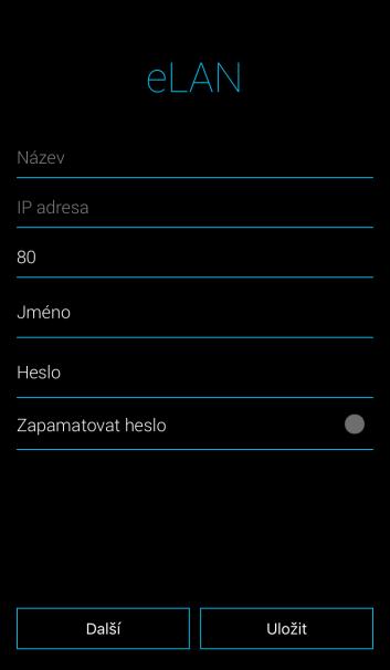 Zadejte (libovolný) název, IP adresu, port (nastaven defaultně) a přihlašovací údaje (defaultní jméno: admin heslo: elkoep nebo jméno:user heslo:elkoep).