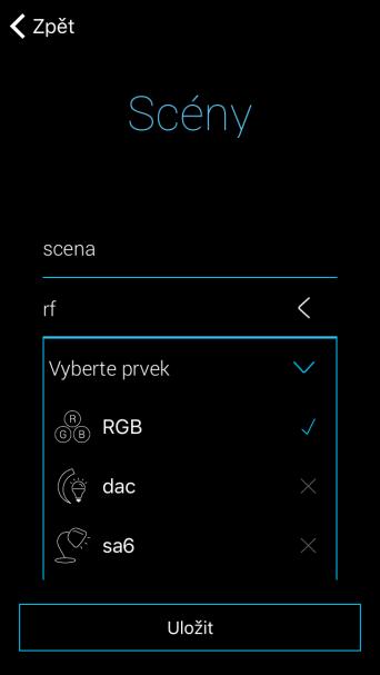 Scény slouží pro hromadné ovládání předdefinovaných nastavení, jako je např.: Všechno vypnout/zapnout nebo Všechny žaluzie dolů/nahoru, aj.