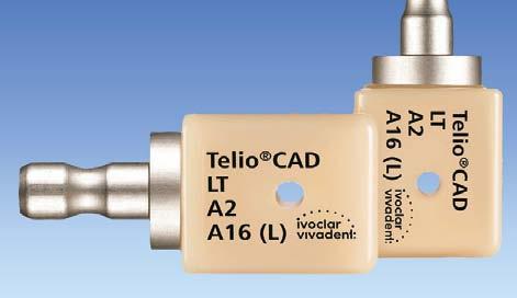INTERDENT BLOKY TELIO CAD ABUTMENT SOLUTION Telio CAD A16 se používá k CAD/CAM výrobě provizorních hybridních abutmentových korunek nesených implantáty pro individuální provizorní jednočlenné náhrady.