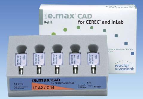 Dodávají se ve třech stupních translucence HT (high translucent), LT (low translucent) a MO (medium opaque). BLOKY IPS E.MAX CAD HT Bloky IPS e.