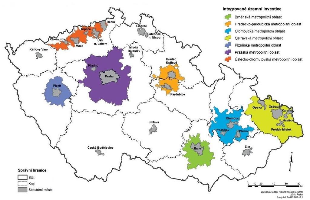 Integrované plány rozvoje území IPRÚ Představují nástroj pro udržitelný rozvoj regionálních pólů růstu s přirozeným spádovým územím, jež se nacházejí mimo metropolitní oblasti a celostátně významné