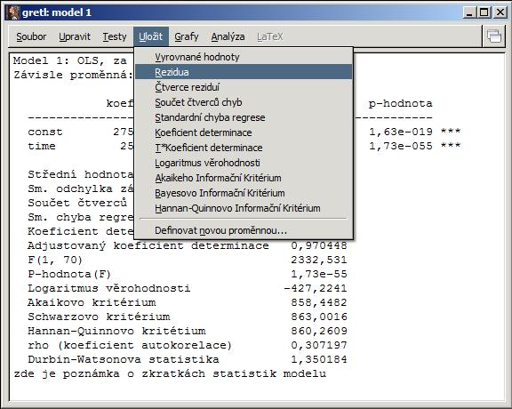 c) Odstraňte namodelovaný trend pomocí aditivní dekompozice. Pro aditivní dekompozici platí: Y = Tr + Sz + C + E. Odstranění trendu se tedy provede odečtením Tr od původní řady Y.