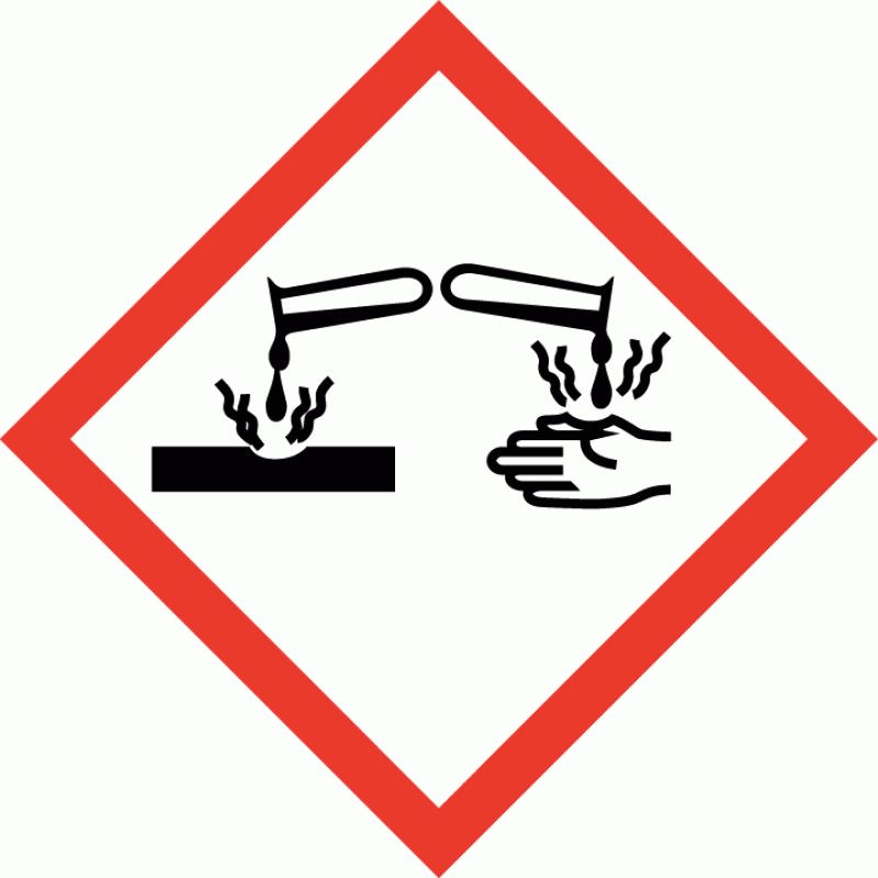 Výstražný symbol nebezpečnosti Signální slovo Standardní věta o nebezpečnosti Pokyn pro bezpečné zacházení Obsahuje Označení detergentů Doplňkové pokyn pro bezpečné zacházení Nebezpečí H290 Může být