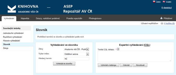 Autorita autora zápis a kontrola vyplnění Oddělení autora zapisujeme do autority autora, od této chvíle