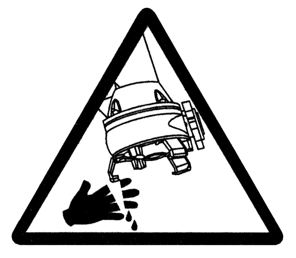 17. ZÁSADY BEZPEČNOSTI - 9 - UPOZORNĚNÍ! Význam symbolu na čerpadle : Dodržujte bezpečnou vzdálenost od sacího i výtlačného otvoru čerpadla.