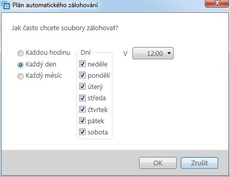 Zálohování souborů 5. Kliknutím na tlačítko OK uložíte a zanesete změny do plánu zálohování a zavřete obrazovku Plán automatického zálohování. 6. Po změně plánu zálohování: POKUD chcete.