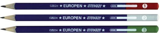 hranách a s pryží, vyrobeno v České republice 211132 HB / petrolejová 14,20 211133 HB / růžová 14,20 211134 HB / modrá 14,20 211135 HB / oranžová 14,20 211136 HB / žlutá 14,20 Tužka Europen