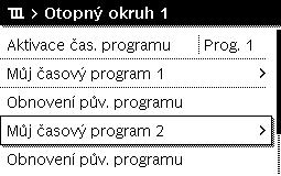 5 Obsluha hlavního menu Následující tabulka ukazuje, jak upravit časový program pro vytápění.