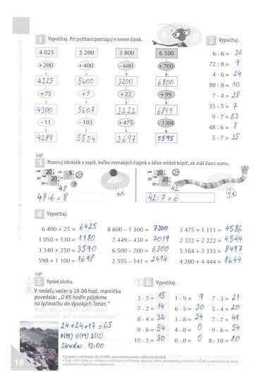 18. strana: Témy, pojmy, procesy: opakovanie: čísla do 10 000, sčítanie a odčítanie, rády čísel, usporiadanie, násobenie a delenie, cyklické usporiadanie meranie času (hodiny dňa); pomocné: pojmy