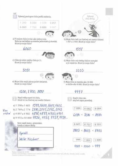 Metodické komentáre k úlohám na jednotlivých stranách 2. časti pracovného zošita a zodpovedajúcej časti učebnice Sčítanie a odčítanie do 10 000 Pracovný zošit, 2. časť 1.