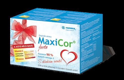 MaxiCor forte s jedinečnou kvalitou, 90% omega 3. Doplněk stravy. 4,77 Kč/tbl.