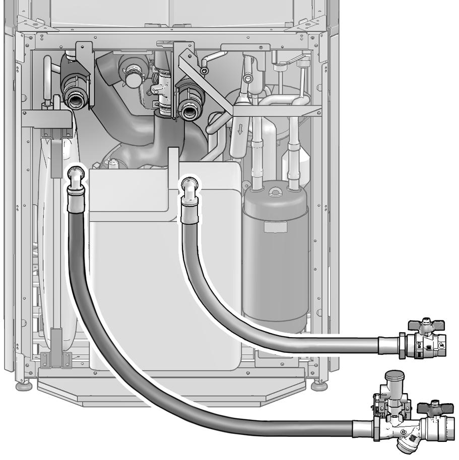 Připojte ohebné trubky k vnitřní jednotce. Upevnění potrubí v případě připojení na levé straně x Instalace trubek příslušenství pro rozvod chladiva.