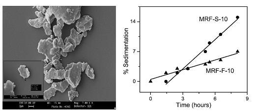 PŘEHLED SOUČASNÉHO STAVU POZNÁNÍ 2.2.2 Rheological properties of soft magnetic flake shaped iron particle based magnetorheological fluid in dynamic mode 2.2.2 Upadhyay [9] zpracovává téma vlivu tvaru částic (vločka) na magnetoreologické vlastnosti MR kapalin.