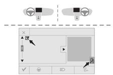 Dotyková obrazovka Aktivace: Stiskněte MENU pro zobrazení HLAVNÍ NABÍDKY. Zvolte Driving (řízení). Zvolte Druhá stránka.