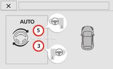 Řízení Výjezd z podélného parkovacího místa F Když si přejete opustit podélné parkovací místo, nastartujte motor. 6 Je zahájen asistovaný parkovací manévr.