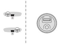 Ergonomie a pohodlí Zásuvky - Připojení Elektrická zásuvka 12 V Konektory USB/Jack F Pro připojení doplňkové výbavy 12 V (max. příkon: 120 W) zvedněte víčko a do zásuvky zasuňte vhodný adaptér.