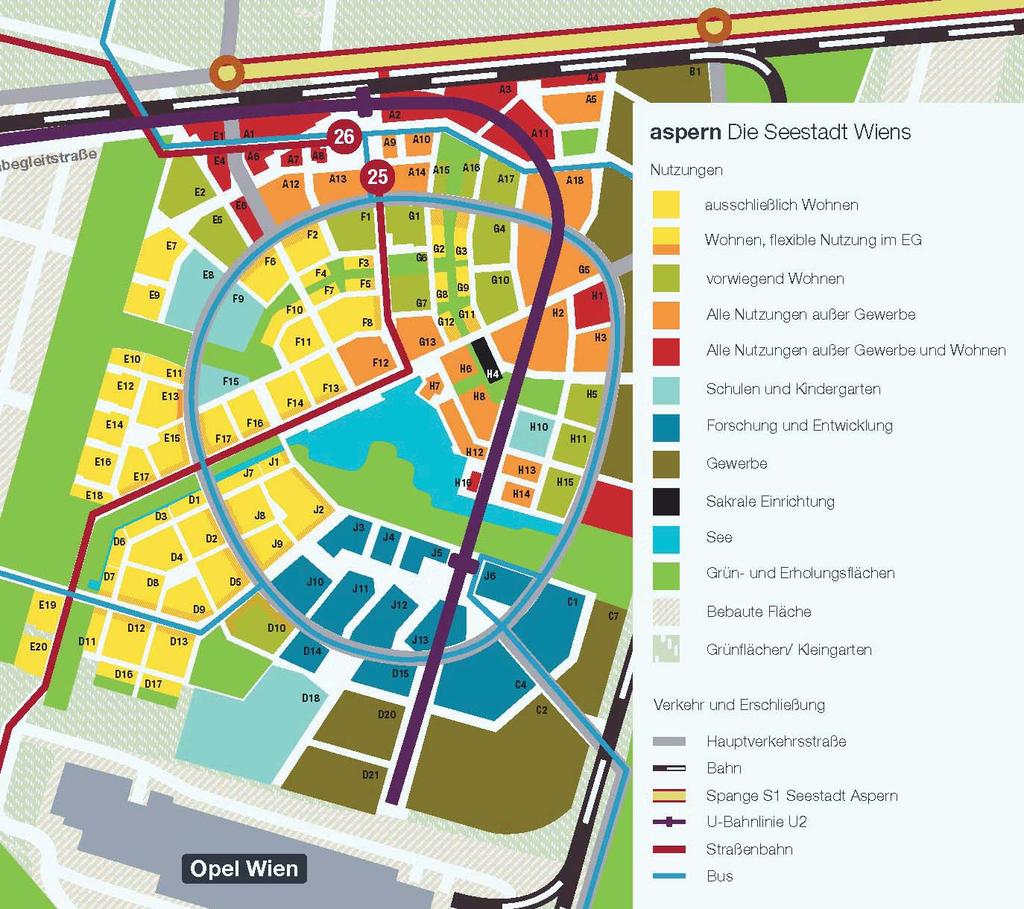 (Masterplan) - Urbanistická studie veřejných prostranství širšího území Masterplan Aspern Wien Autor: Johannese Tovatt.