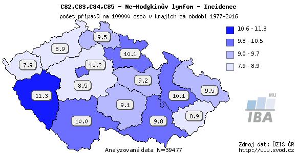 Regionální přehled - Hrubá incidence Mapa zobrazuje hrubou incidenci (počet případů na 100000 osob) v krajích České republiky.