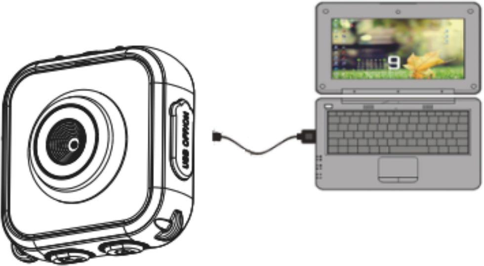 ÚVOD 1. NABITE INTEGROVANÚ LÍTIOVÚ BATÉRIU Kamera je vybavená 3,7 V nabíjateľnou lítiovou batériou. Ak chcete kameru nabiť, pripojte ju k počítaču.