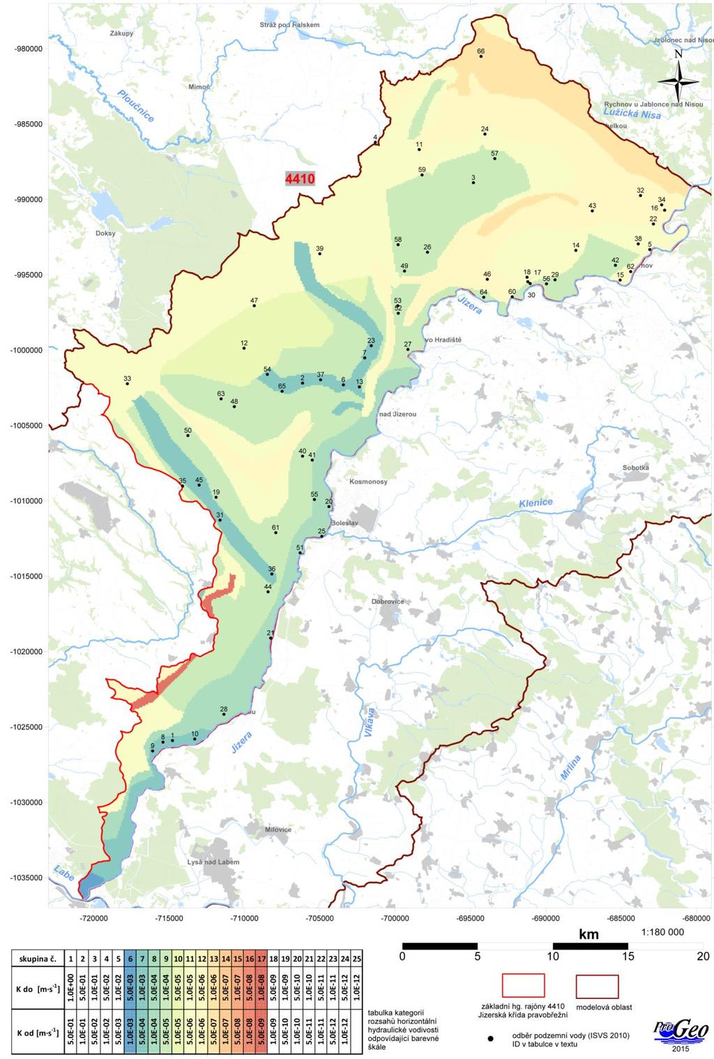 Obr. 6-37 Modelová distribuce horizontální hydraulické