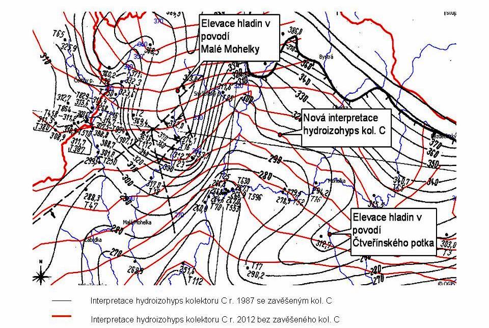 Transmisivita kolektoru C je střední až vysoká, což by se mělo projevovat vyrovnaným polem hydroizohyps.