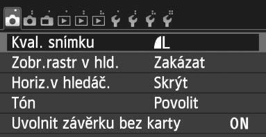 3 Použití nabídek Pomocí nabídek lze zvolit r zná nastavení, jako jsou kvalita záznamu snímk, datum a as atd.