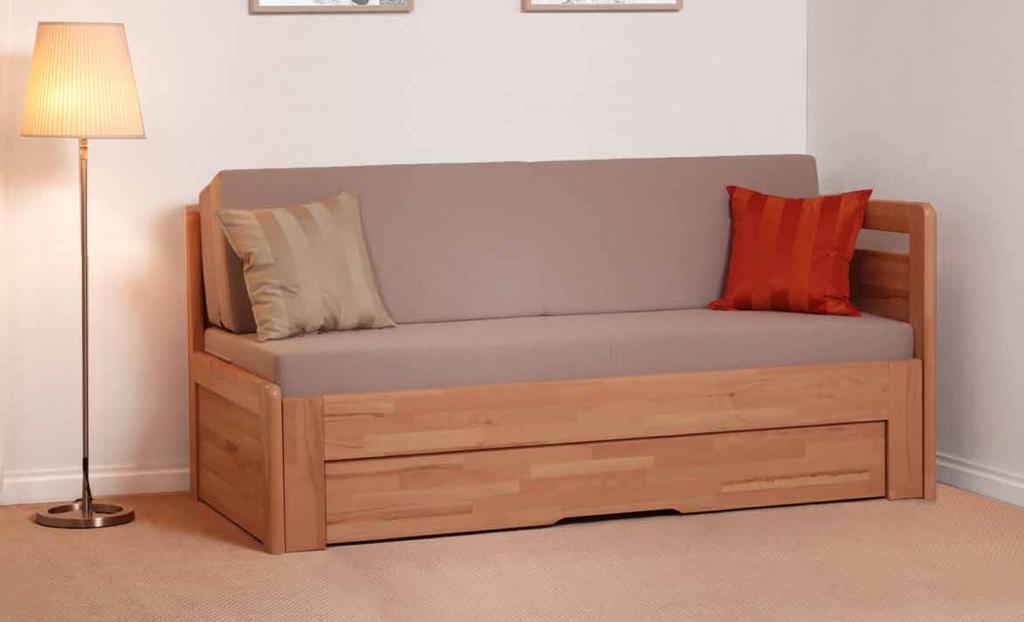 rozkládací postele TANDEM ortho s vysokým pravým čelem Přírodní masivní dřevo buk,