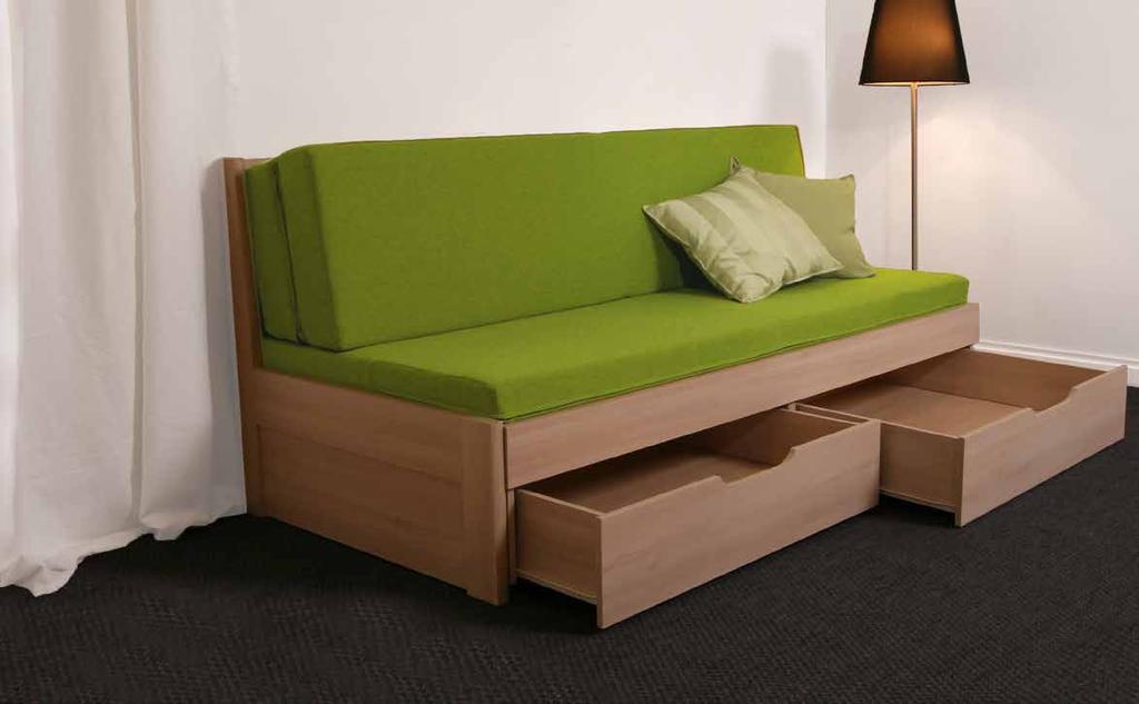 rozkládací postele TANDEM klasik bez područek Imitace masivního dřeva rovné rohy, akát Laťový rošt a úložný prostor v ceně Ortho Plus Klasik Výběr provedení roštů
