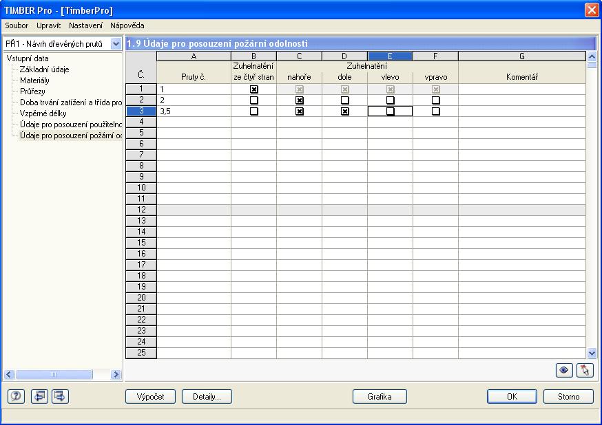 2 Vstupní data Pro správné stanovení mezních stavů použitelnosti je velmi důležitý typ nosníku. Lze ho zadat ve sloupci G. Obr. 2.16: Dialog 1.8 Údaje pro posouzení použitelnosti 2.