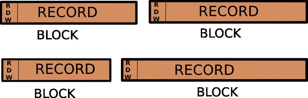 Variable formát V - variable 1 fyzický blok s proměnlivou délkou = 1