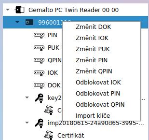 7.5 Změna přístupového kódu Pomocí aplikace eobčanka Správce karty lze provést změnu kteréhokoli přístupového kódu občanského průkazu.