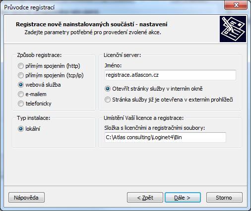 Zadání licenčního klíče V následujícím kroku Průvodce registrací může dojít k dvojí situaci, v závislosti na předchozí učiněné volbě.