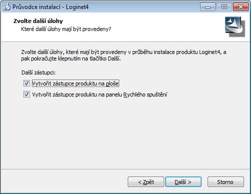 Volba dalších úloh V následujícím kroku je možno zvolit, zda se mají vytvořit zástupci programu Themio/Loginet pro snadné spuštění.