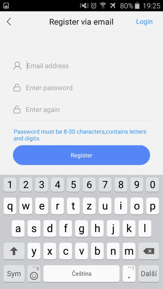 Heslo musí mít 8-30 znaků a obsahovat písmena i číslice.