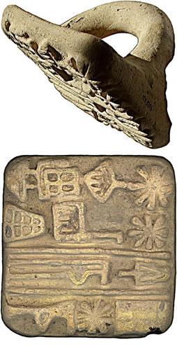 Boli vytvorené tvrdými razidlami a boli objavené hlavne v sumerskej, babylonskej a krétskej oblasti. Patrí k nim aj Disk z Faistu (Phaistos disc).