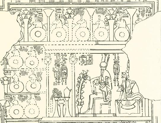 V horním registru je Amenre zobrazen s žezlem was a znakem anx s korunou Sw.tj na hlavě.